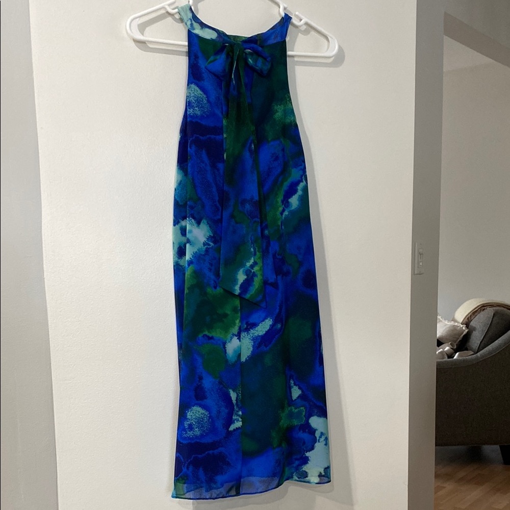 CeCe Blue Halter Sheath Midi Dress Cocktail